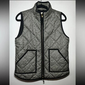 J. Crew Women’s XS X Small Quilted Puff Vest Coat Jacket Herringbone EUC